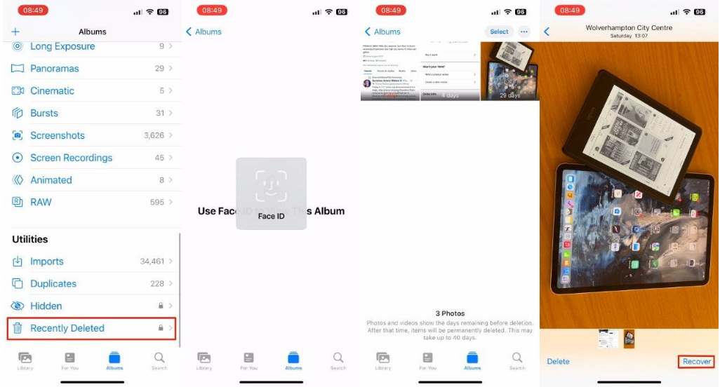 阆中苹果14维修分享 iPhone14 上恢复已删除的照片 