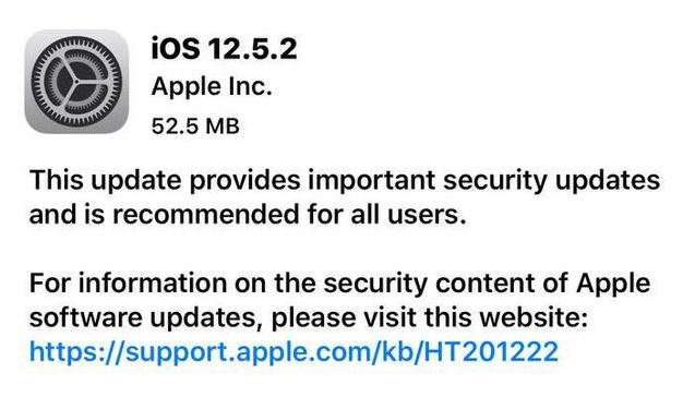 阆中苹果手机维修分享iOS12.5.2发布，建议所有老苹果用户安装 